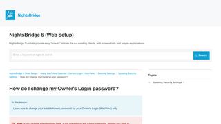 How do I change my Owner's Login password? - NightsBridge