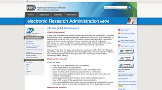xTrain (eRA Commons) | Electronic Research Administration (eRA)