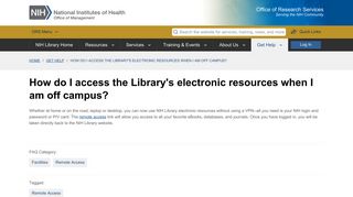 How do I access the Library's electronic resources when I ... - NIH Library