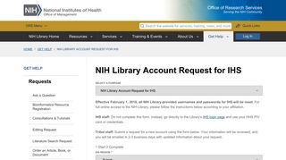 NIH Library Account Request for IHS | NIH Library