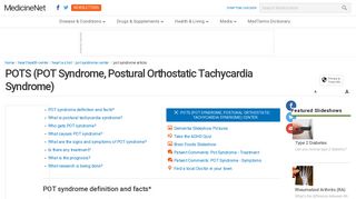 POTS (POT Syndrome, Postural Orthostatic ... - MedicineNet
