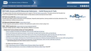 NIH Public Access and NIH Manuscript Submission -- Useful ...
