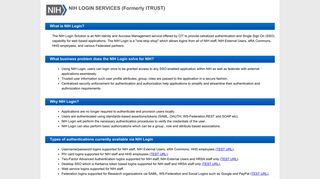 NIH LOGIN SERVICES (FORMERLY ITRUST)