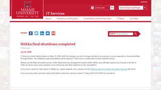 Niihka final shutdown completed - Miami University