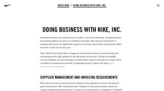 Doing Business with NIKE, Inc.
