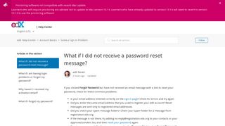 What if I did not receive a password reset message? – edX Help Center