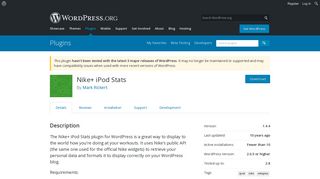 Nike+ iPod Stats | WordPress.org
