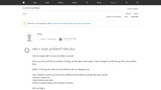 nike + login problem? nike plus - Apple Community - Apple Discussions