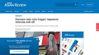 Docomo rate cuts trigger Japanese telecom sell-off - Nikkei Asian ...