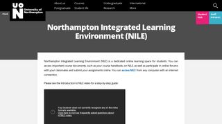 Northampton Integrated Learning Environment (NILE) | University of ...