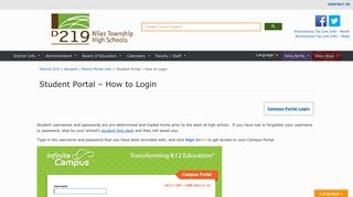 Student Portal – How to Login – Niles Township High Schools District ...