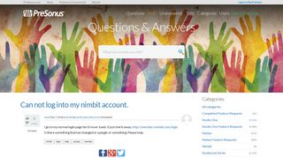 Can not log into my nimbit account. - Questions & Answers | PreSonus