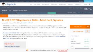 NIMCET 2019 Registration, Dates, Admit Card, Syllabus