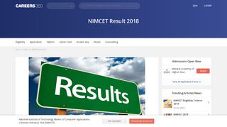 NIMCET Result 2018 (Score/Rank Card) – Check here - Careers360