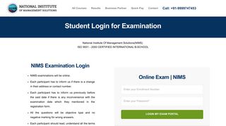 Student Login - NIMS - National Institute of Management Solutions
