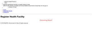Register a Health Facility - Dashboard - National Health Portal