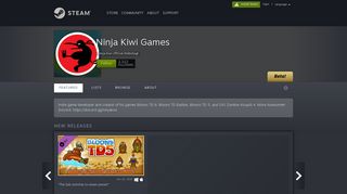 Steam Curator: Ninja Kiwi Games