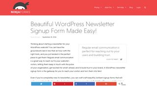 Beautiful WordPress Newsletter Signup Form Made Easy! - Ninja Forms