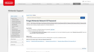 Forgot Nintendo Network ID Password | Nintendo Support