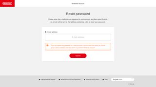 Reset password - Nintendo Account