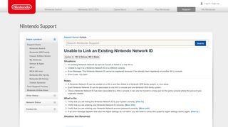 Unable to Link an Existing Nintendo Network ID | Nintendo Support