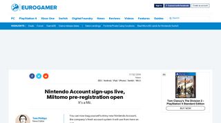 Nintendo Account sign-ups live, Miitomo pre-registration open ...
