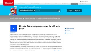 Update 5.0 no longer opens public wifi login page | Nintendo Support ...