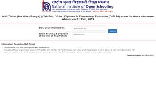 Diploma in Elementary Education (D.El.Ed) Hall Ticket - NIOS.DLED