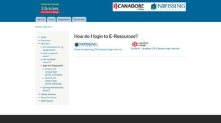 How do I login to E-Resources? | Nipissing University / Canadore ...