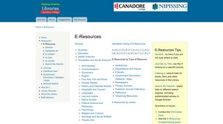 E-Resources | Nipissing University / Canadore College Libraries