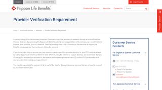 Nippon Life Benefits - Provider Verification Requirement