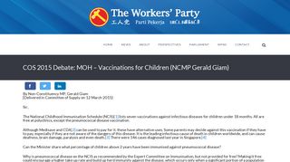 COS 2015 Debate: MOH – Vaccinations for Children (NCMP Gerald ...