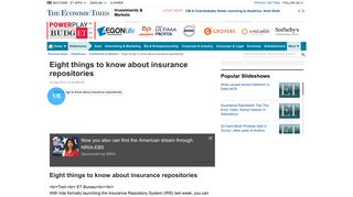 Eight things to know about insurance repositories - The Economic Times