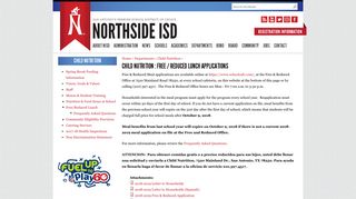 Child Nutrition : Free / Reduced Lunch Applications | Northside ... - NISD