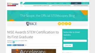NISE Awards STEM Certification to Its First Graduate