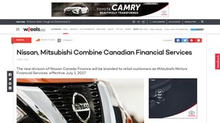 Nissan, Mitsubishi Combine Canadian Financial Services ...