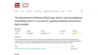 The Department of Defense (DoD) login banner must be displayed ...