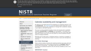 NISTR - Calendar availability and management - Substitute teacher