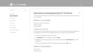 Usernames and passwords for TV Server - Encoded Media ...