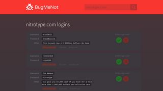 nitrotype.com passwords - BugMeNot