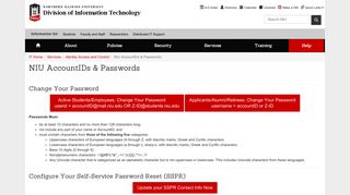 NIU AccountIDs & Passwords - NIU - Division of Information Technology