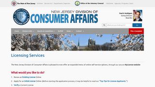 Pages - Licensing Services - New Jersey Division of Consumer Affairs