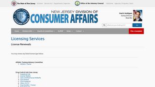 Pages - Licensing Services - New Jersey Division of Consumer Affairs