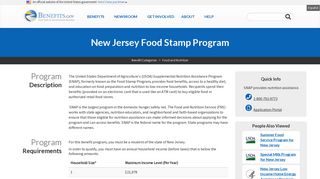 New Jersey Food Stamp Program | Benefits.gov