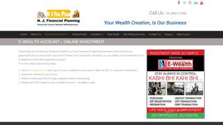 E-Wealth Account – Online Investment – N. J. Financial Planning
