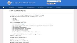 New Jersey Motor Vehicl Commission - IFTA Quarterly Taxes - NJ.gov