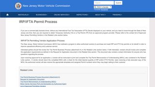 New Jersey Motor Vehicle Commission - IRP/IFTA Permit Process