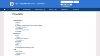 New Jersey Motor Vehicle Commission - Individuals - NJ.gov