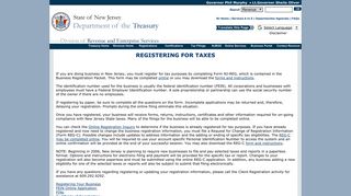 Division of Revenue - REGISTERING FOR TAXES