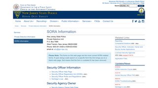 SORA Information | New Jersey State Police Private Detective Unit